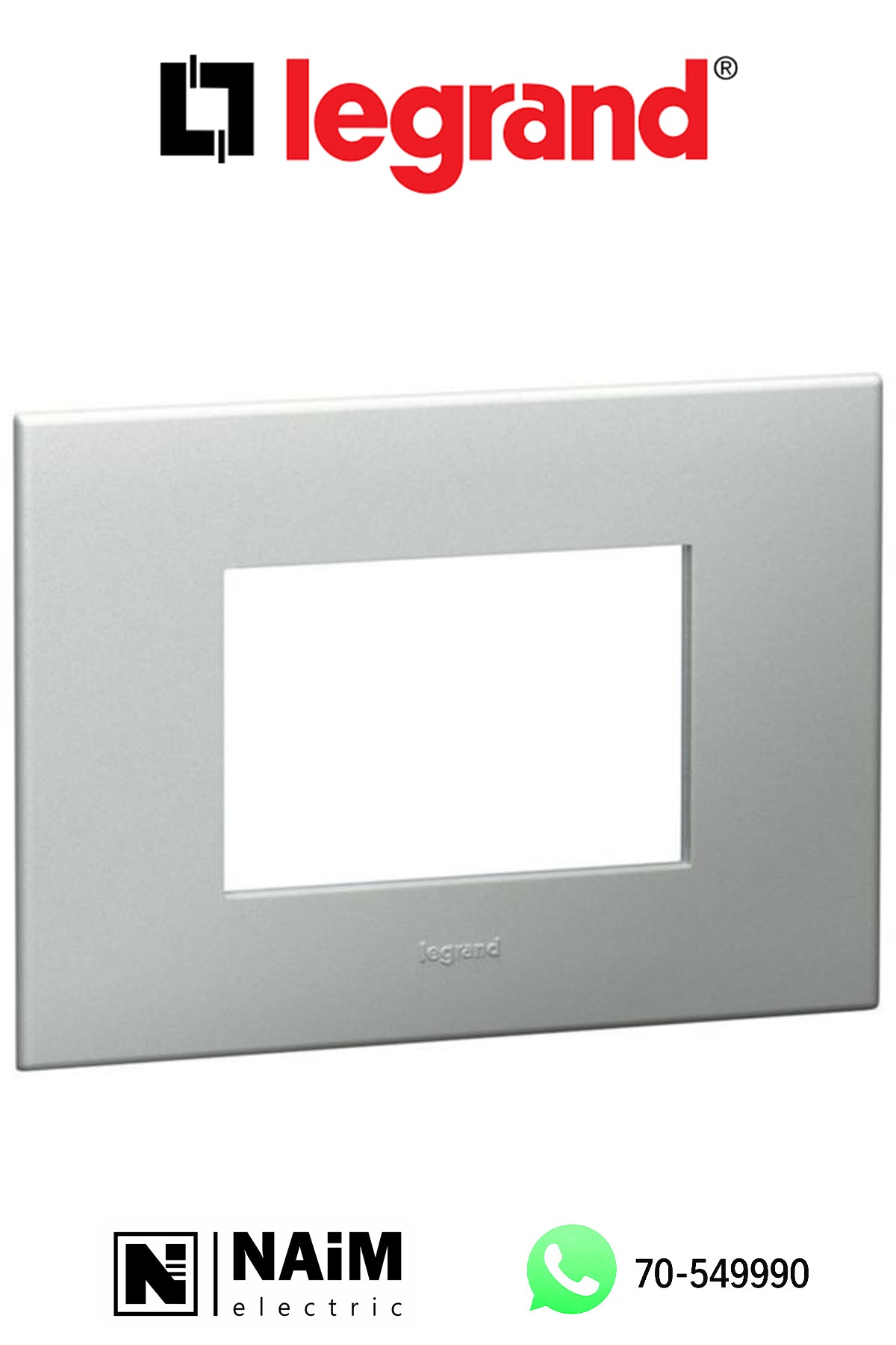 575011 Legrand Arteor Square 3 Module Horizontal Coverplate Pearl Aluminium