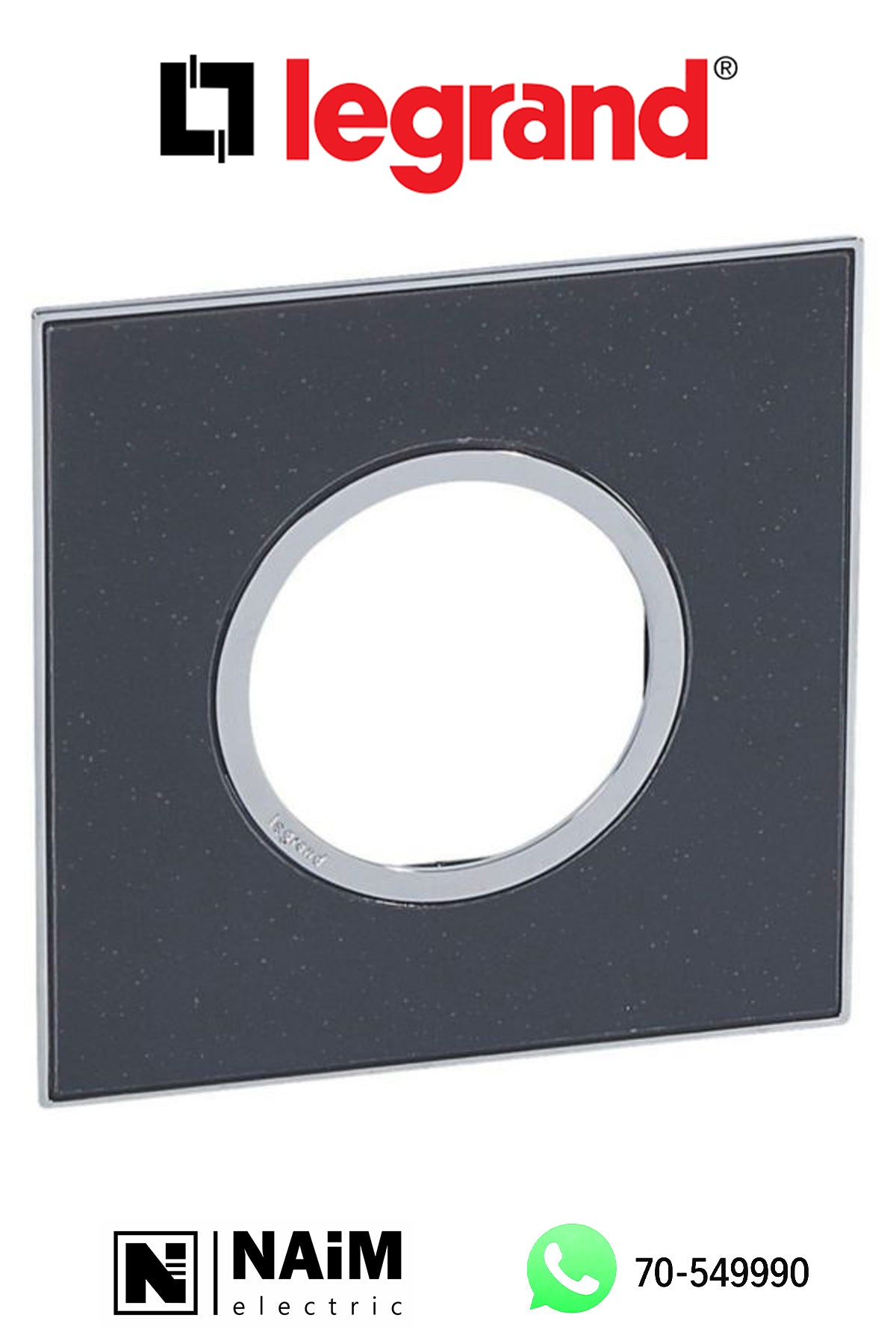 575603 Plate - French/German std - round - 2 or 2 x 1 mod - Mirror Black