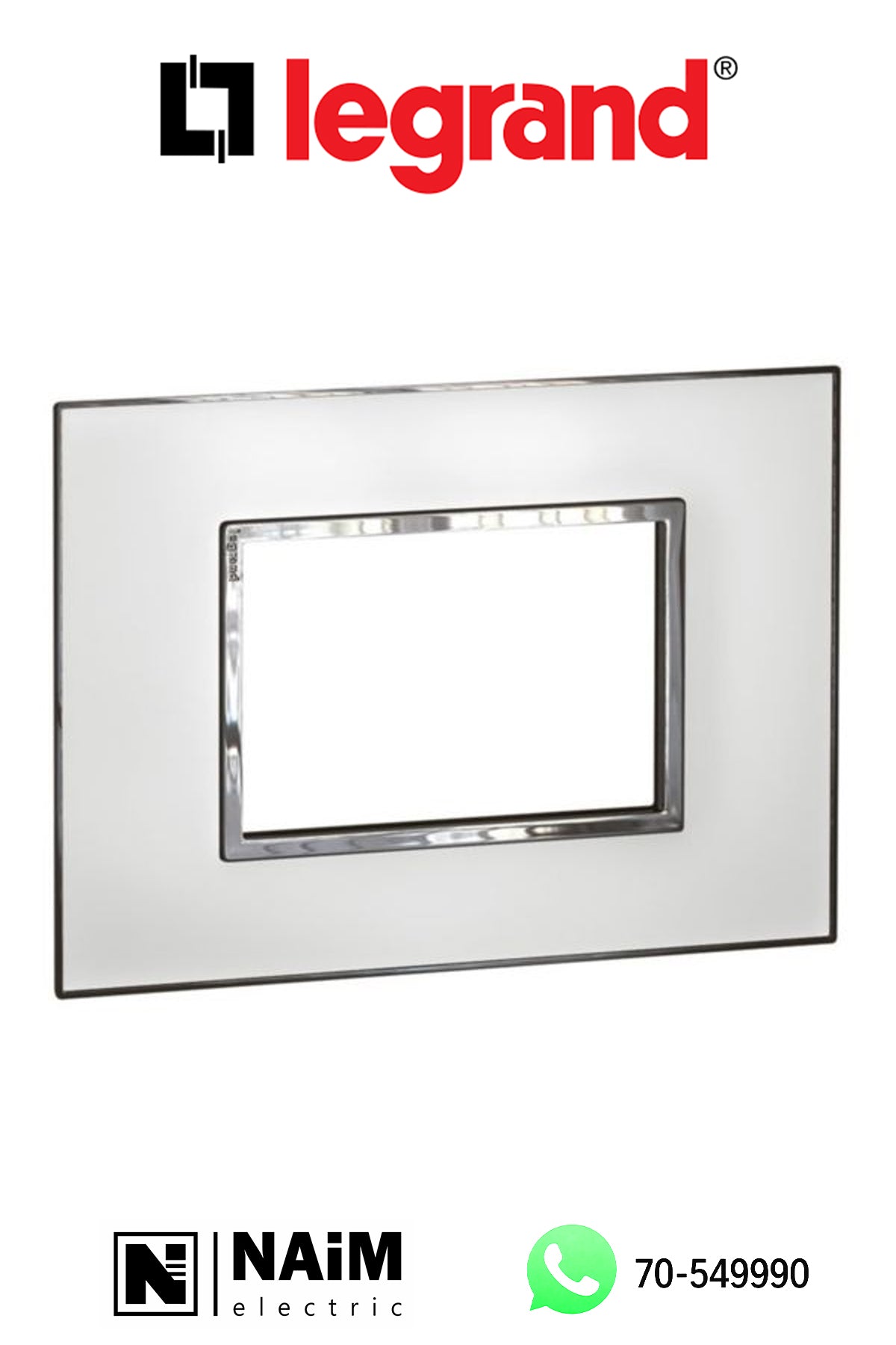 575274 Plate - Italian / US standard - square - 3 modules - Mirror White