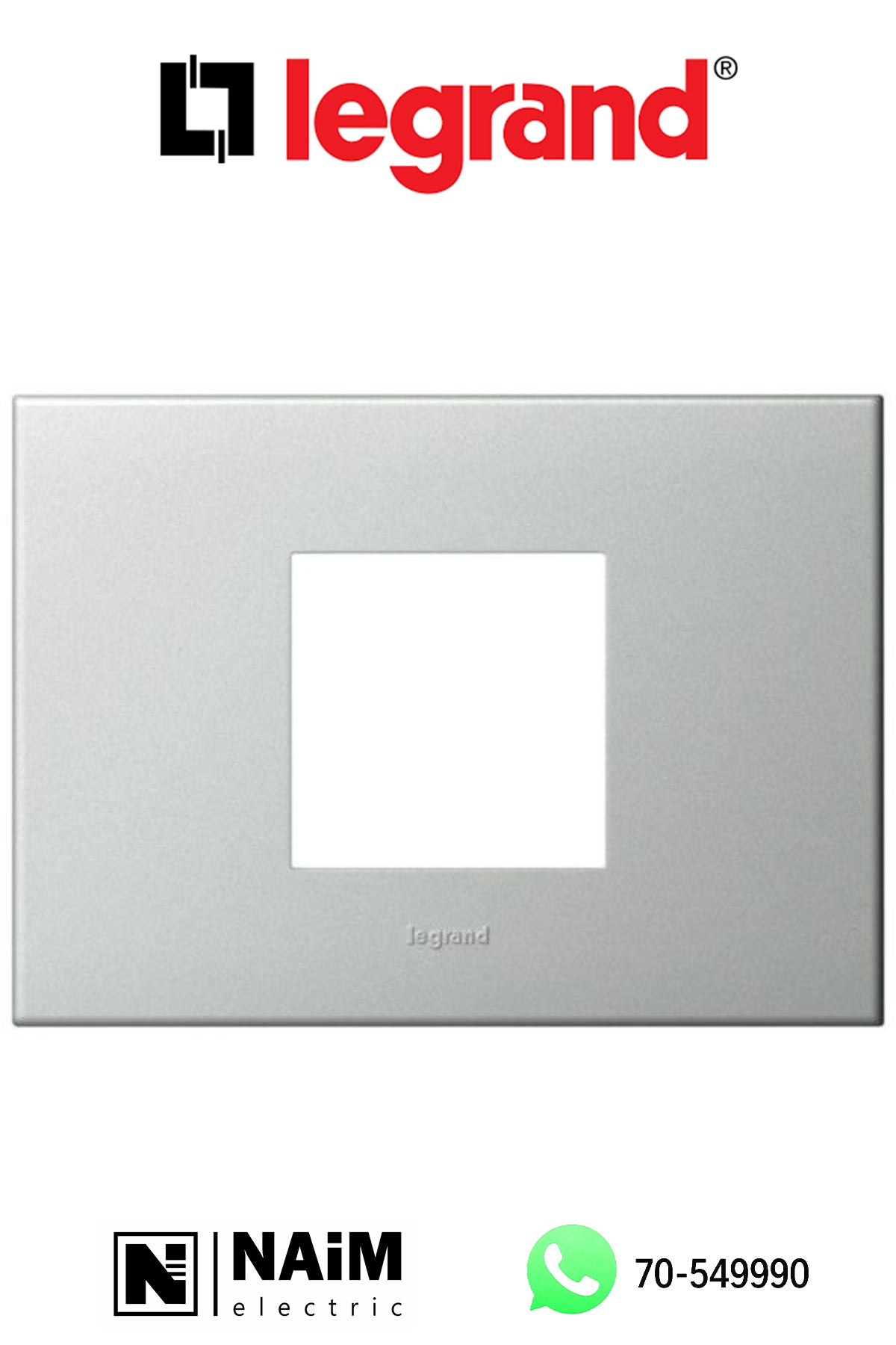 575231 Legrand Arteor Square 2 Module Horizontal Coverplate Pearl Aluminium