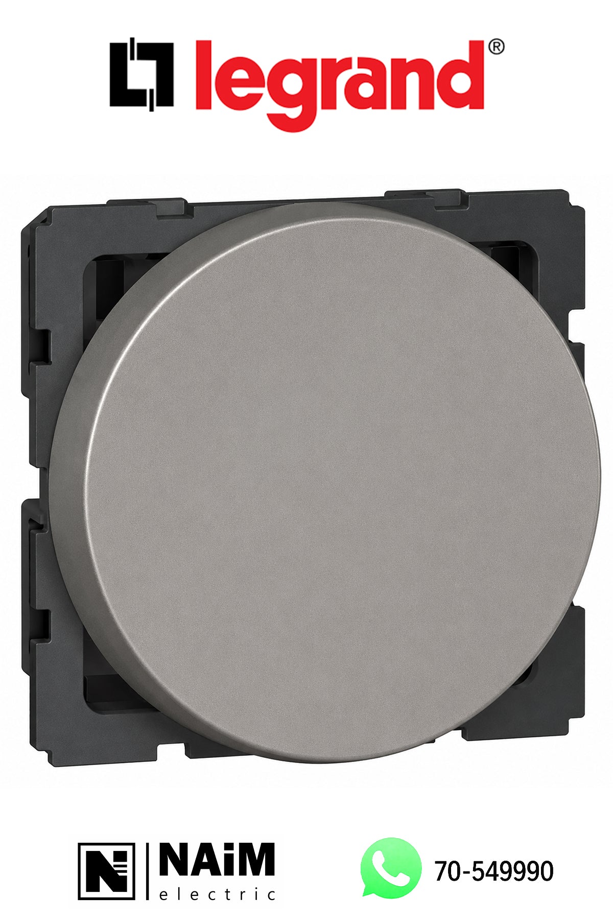 573160 1-way switch - 10 AX 250 V~ - round - 2 modules - Magnesium