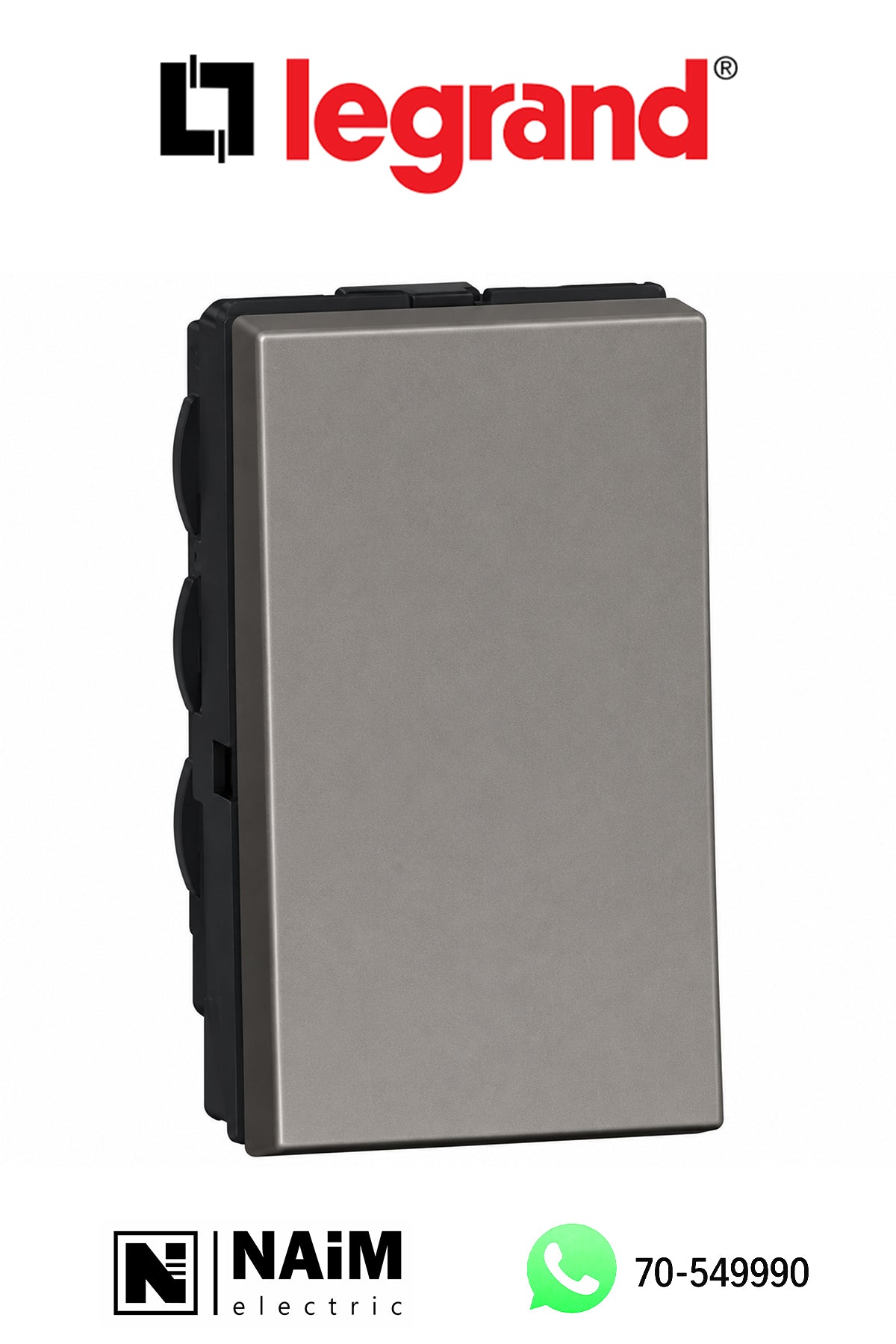 573111 1-way switch - 10 AX 250 V~ - round - 1 middle module - magnesium