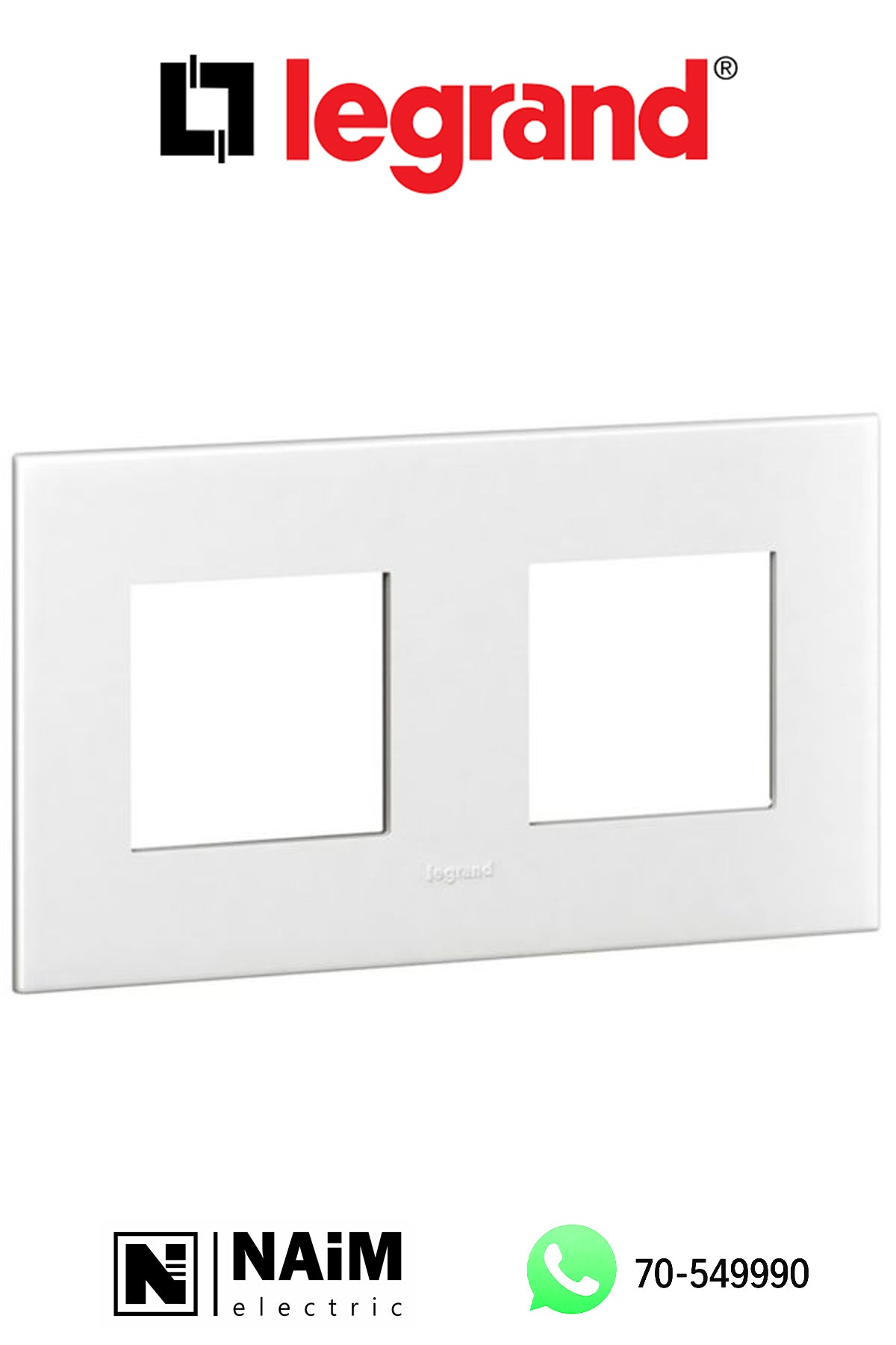 575021 Plate - French/German std - square - 2 x 2 modules - White