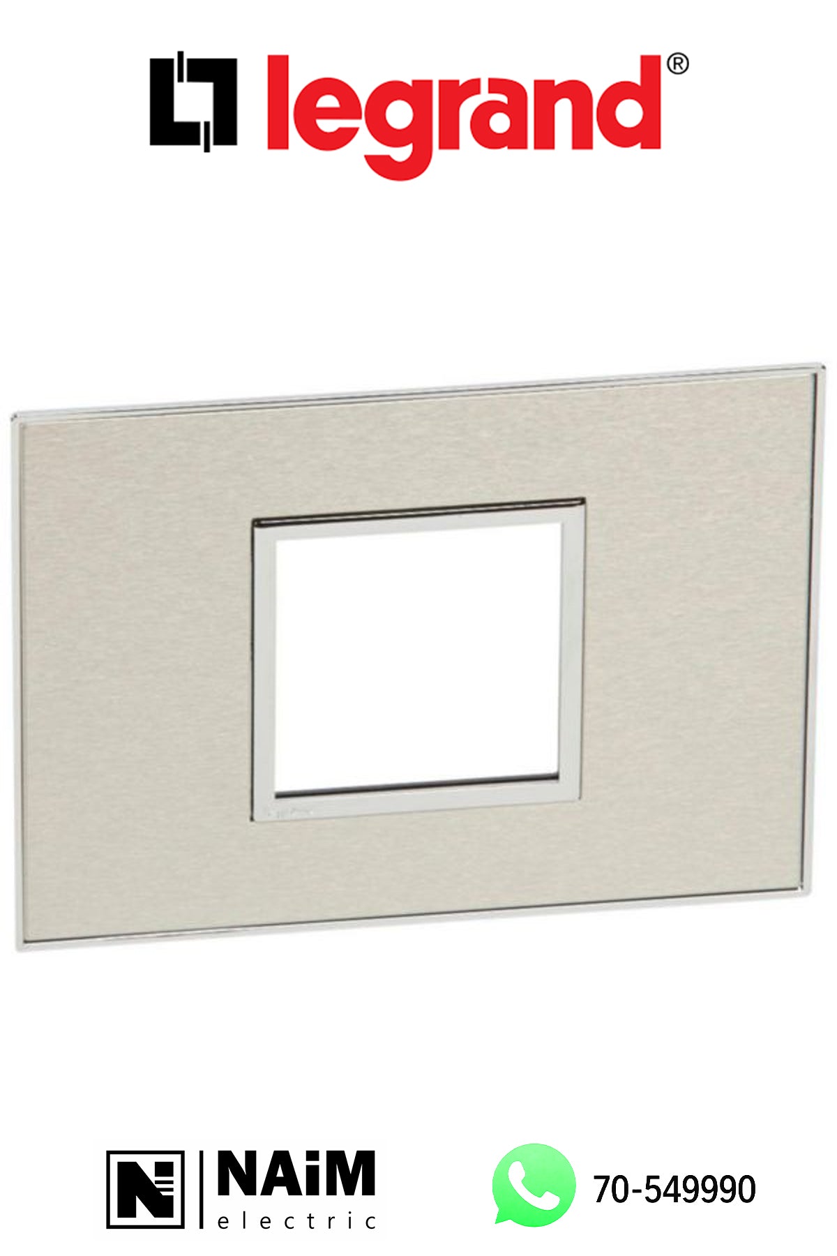 575256 Plate - Italian / US standard - square - 2 modules - stainless steel