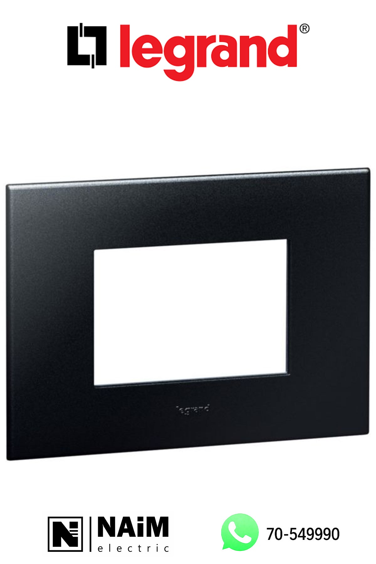 575012 Plate - Italian / US std - square - 3 modules - Graphite