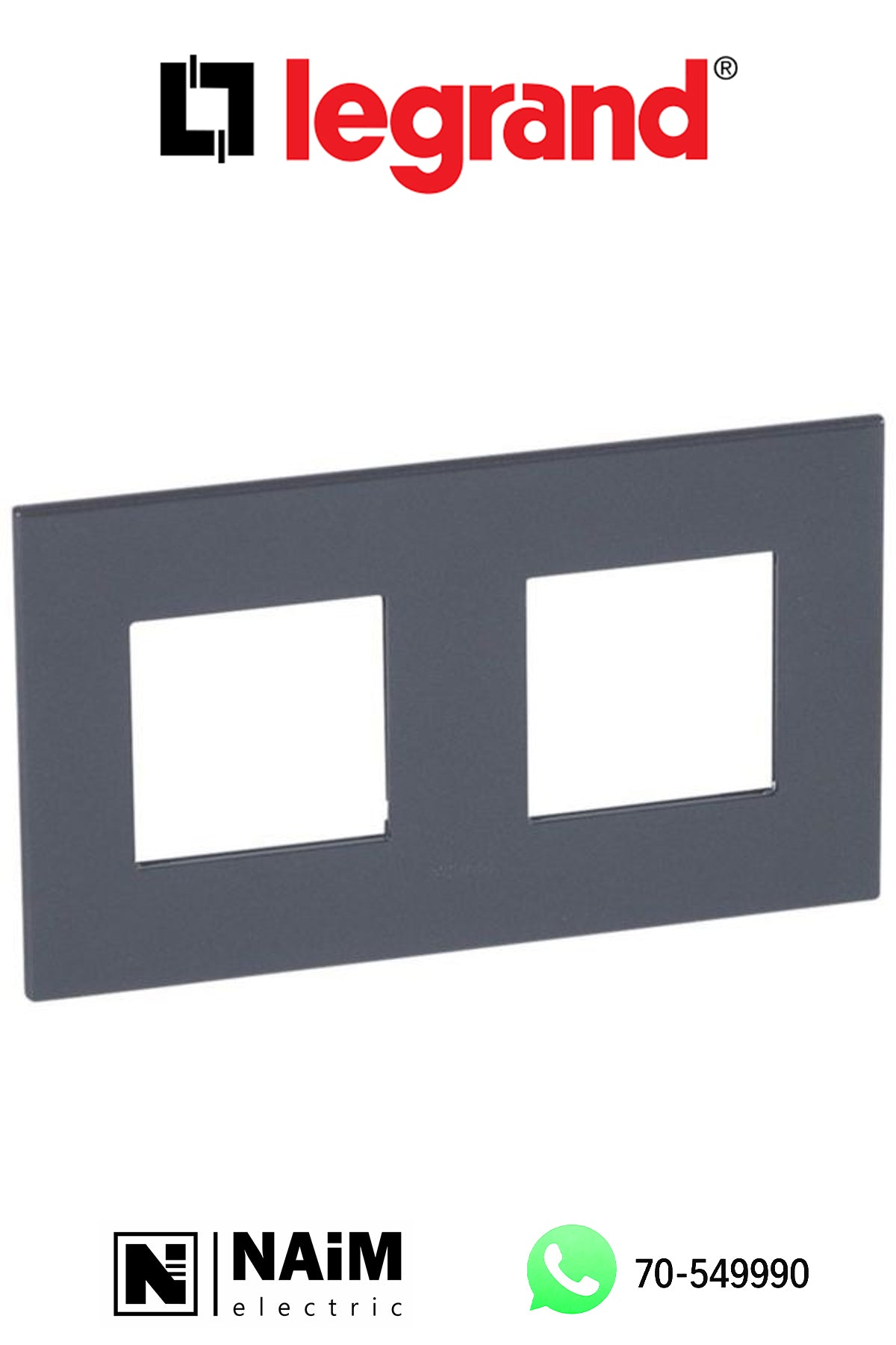 575022 Plate - French/German std - square - 2 x 2 modules - Graphite