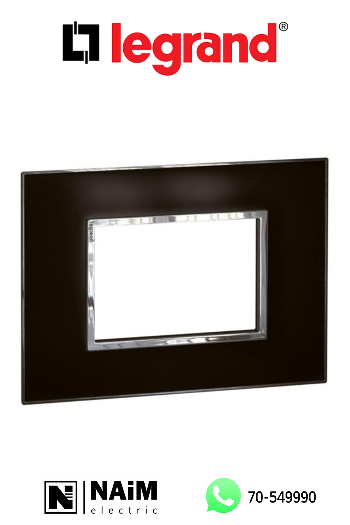 575273 Legrand Arteor Square 3 Module Horizontal Coverplate Mirror Black
