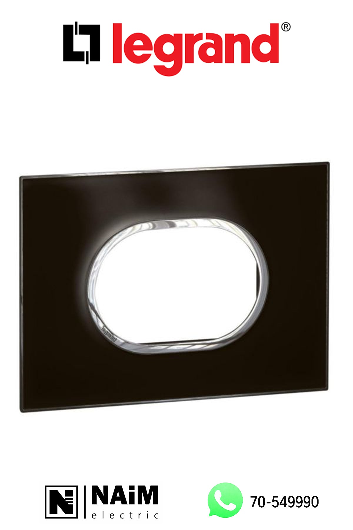 575653 Plate - Italian / US std - round - 3 modules - Mirror Black