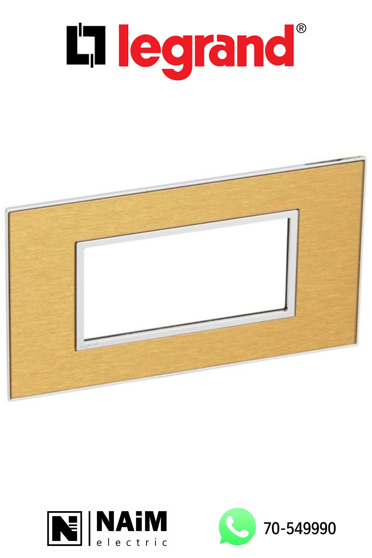 576270 Plate - Italian/French/German std - square - 4 modules - gold brass