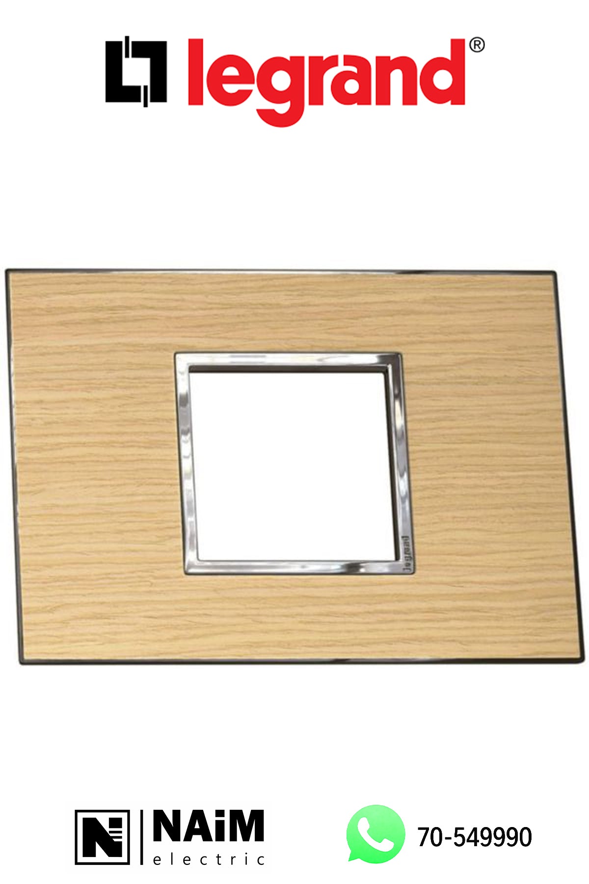 576439 Square 2 Module Vertical Coverplate Light Oak