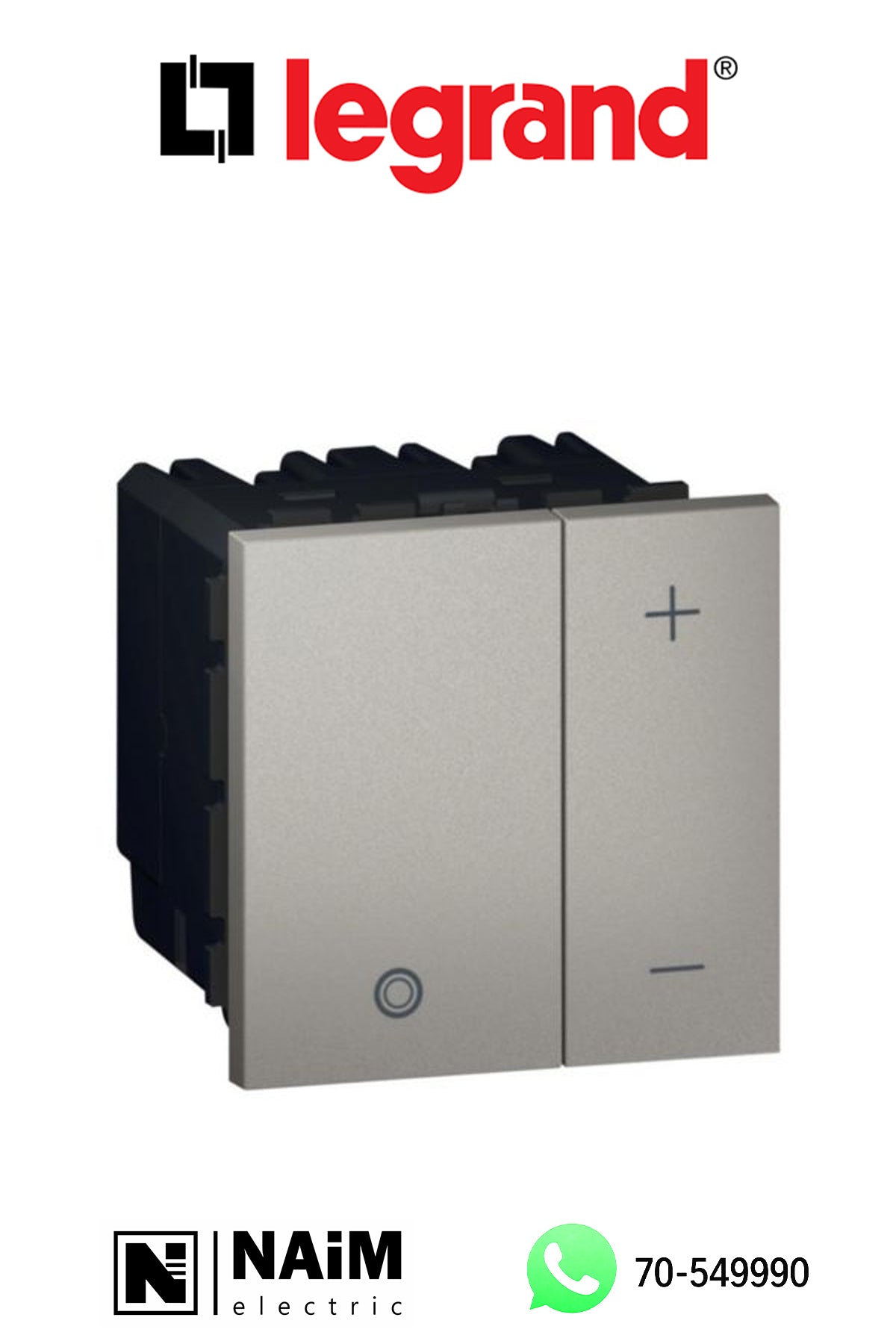 572739 Push-button dimmer Arteor - universal 2-wire - 2 square modules - magnesium