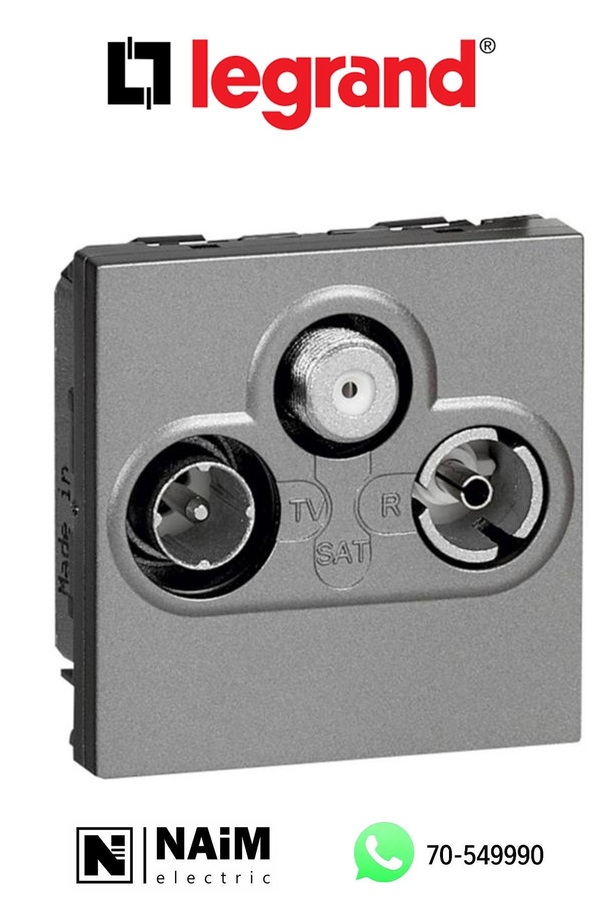 572672 TV socket - TV-R-SAT shielded - 0-2400 Hz - 2 modules - Magnesium