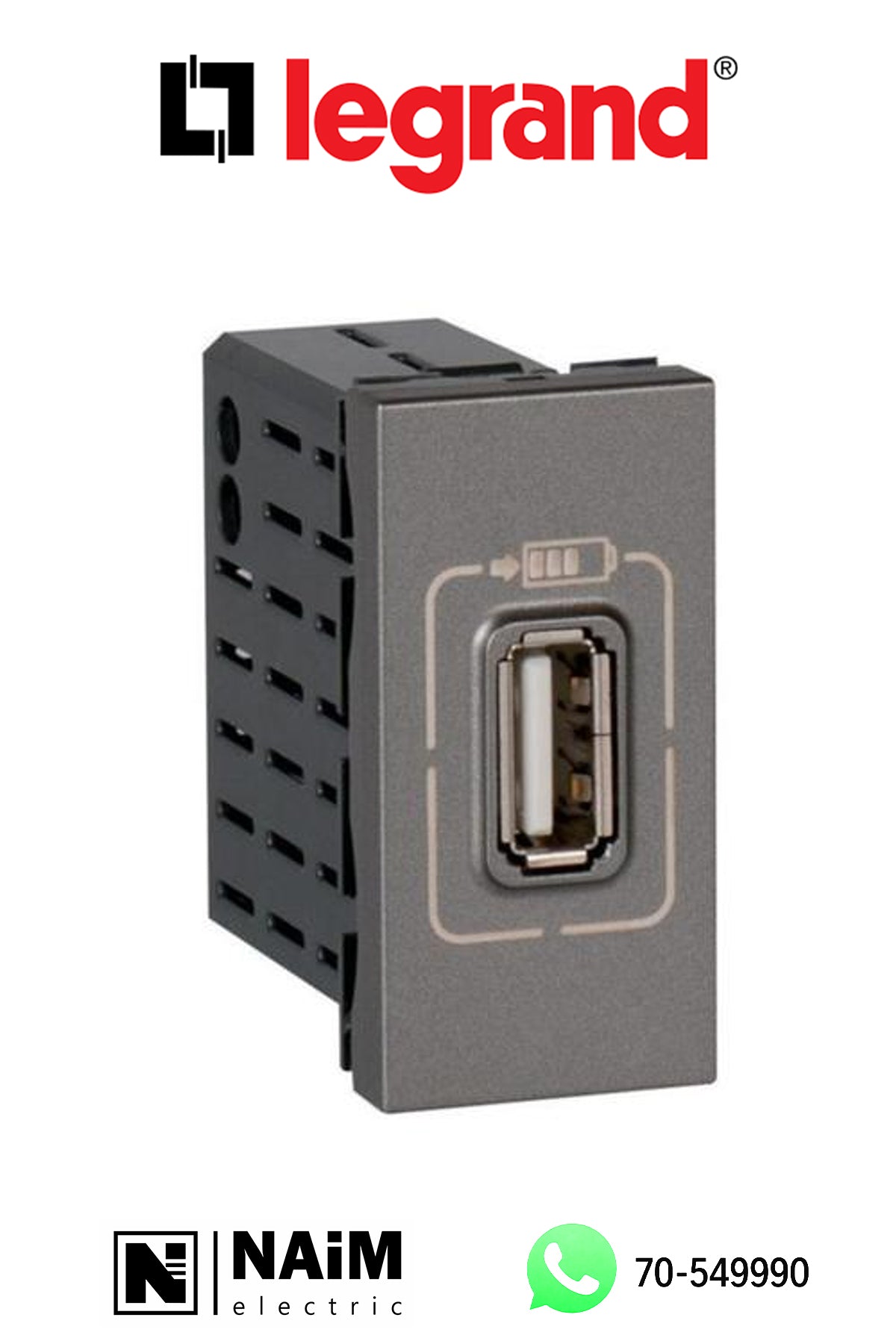 572571 ingle USB Type A Charger Module Mechanism Magensium