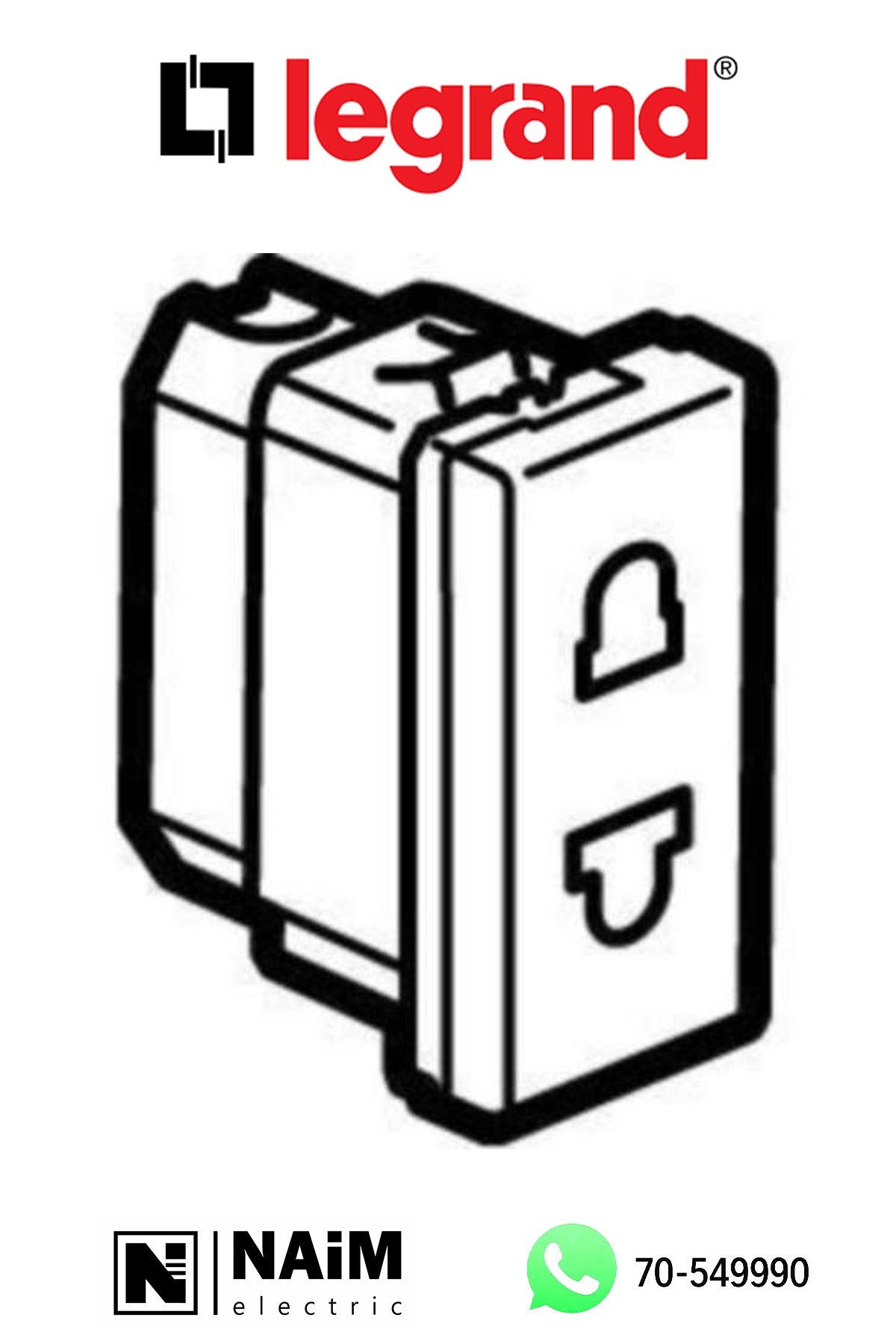572604 Arteor™ - Socket - Euro-US - 15A / 127V - 16A / 250V - 2P + shutters - 1 mod - Magnesium