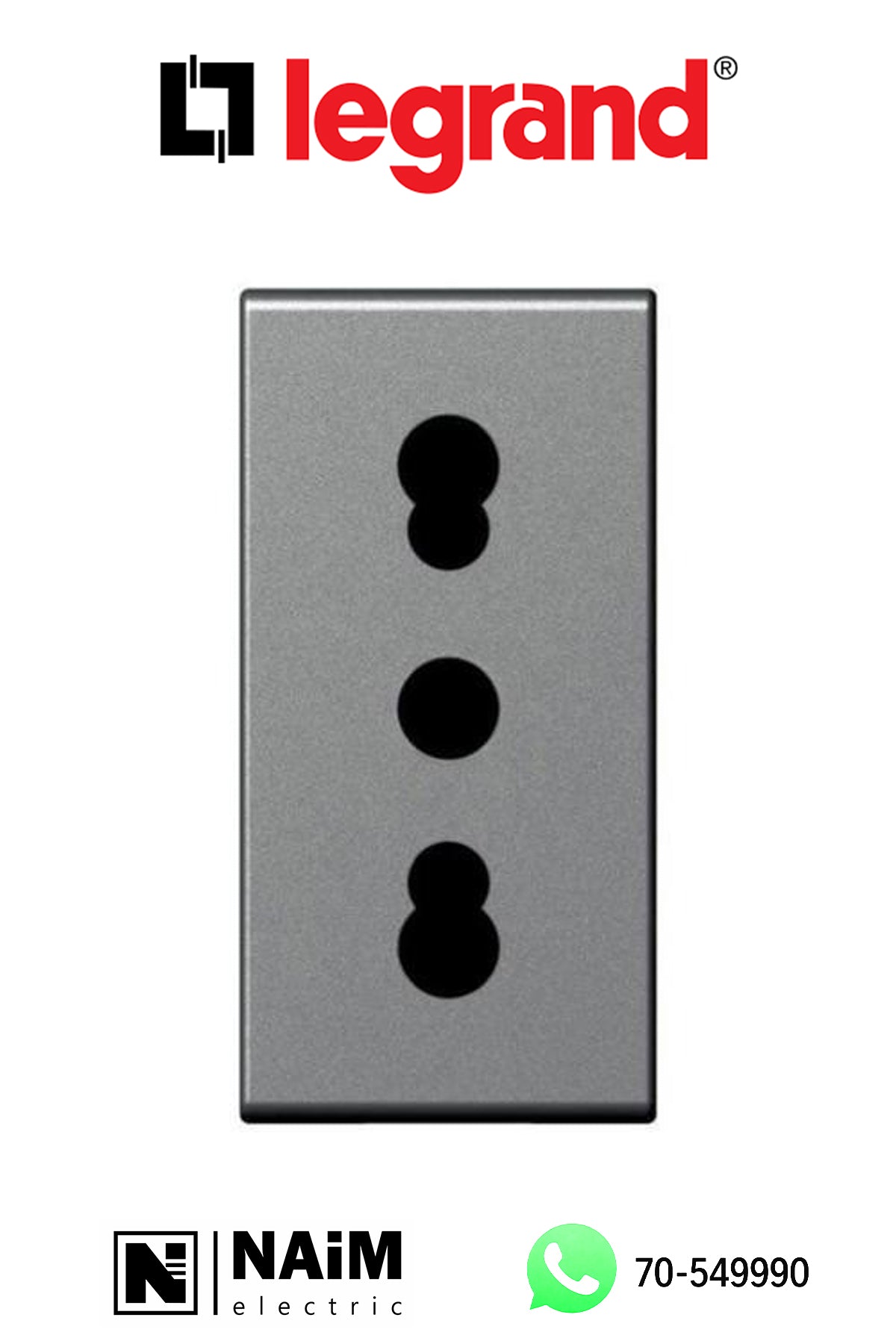 572603 Socket - Italian - 10/16 A - 2P+E shuttered - 1 module - Magnesium