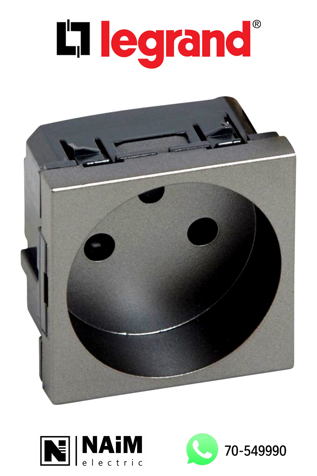 572520 Socket - French - 2P shuttered - 10/16 A - 2 modules - Magnesium