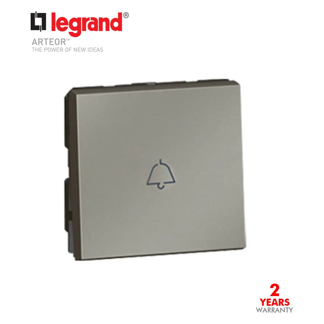 572556 1-Way Push-Button Arteor, with Bell Symbol, 2 Modules, Magnesium