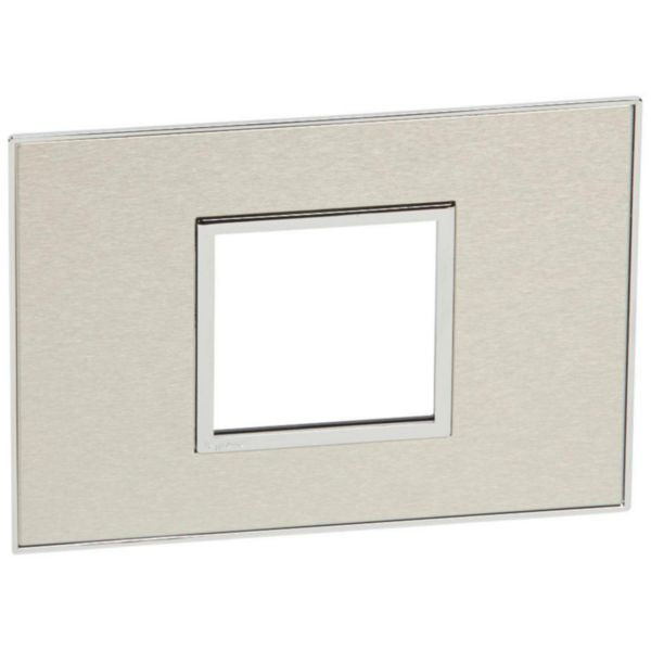 575256 Plate - Italian / US standard - square - 2 modules - stainless steel
