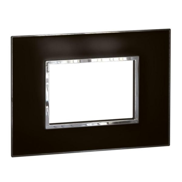 575273 Legrand Arteor Square 3 Module Horizontal Coverplate Mirror Black