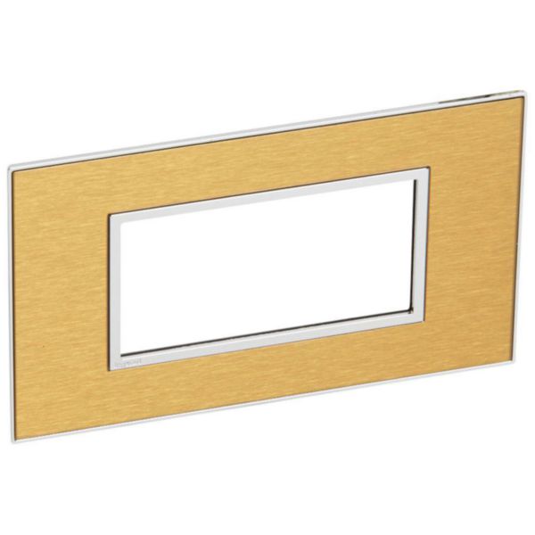 576270 Plate - Italian/French/German std - square - 4 modules - gold brass