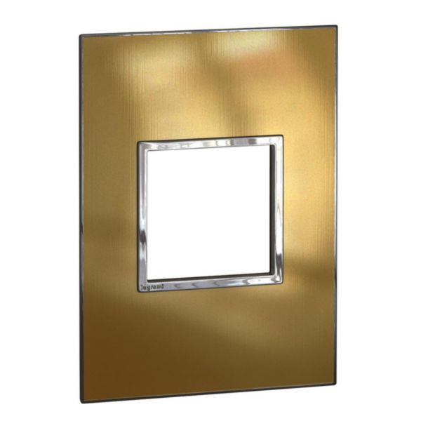 576430 Plate - Italian / US std - square - 2 modules - gold brass