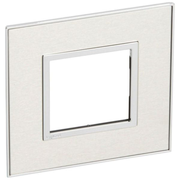 576566 Plate - French/German std - square - 2 modules - stainless steel