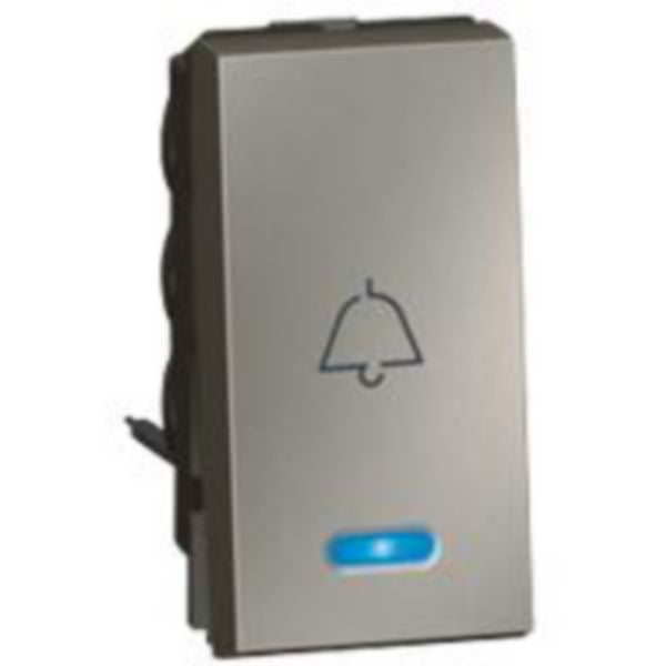 572516 1-way push-button - with locator and bell symbol - 1 module - Magnesium