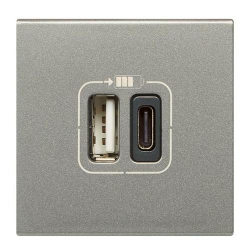 572577 1 USB Type-A + 1 USB Type-C charging socket 3 A / 15 W 230 V - 5 V= - 2 modules - Magnesium