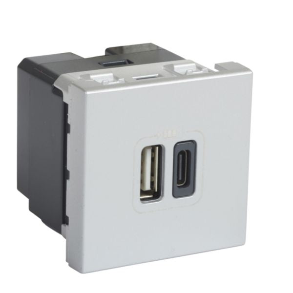 572577 1 USB Type-A + 1 USB Type-C charging socket 3 A / 15 W 230 V - 5 V= - 2 modules - Magnesium