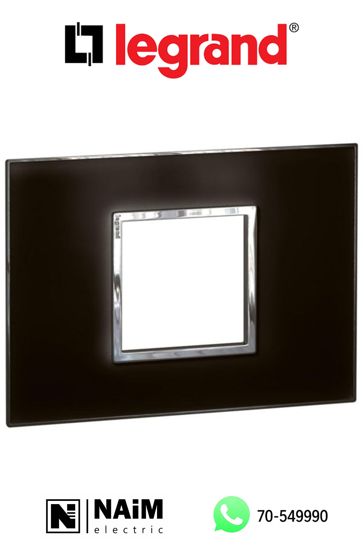 575253 Plate - Italian / US standard - square - 2 modules - Mirror Black