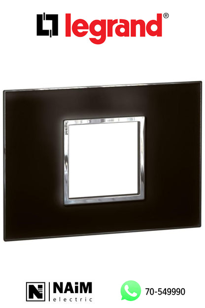 575253 Plate - Italian / US standard - square - 2 modules - Mirror Black