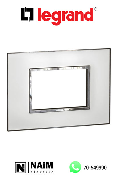 575274 Plate - Italian / US standard - square - 3 modules - Mirror White