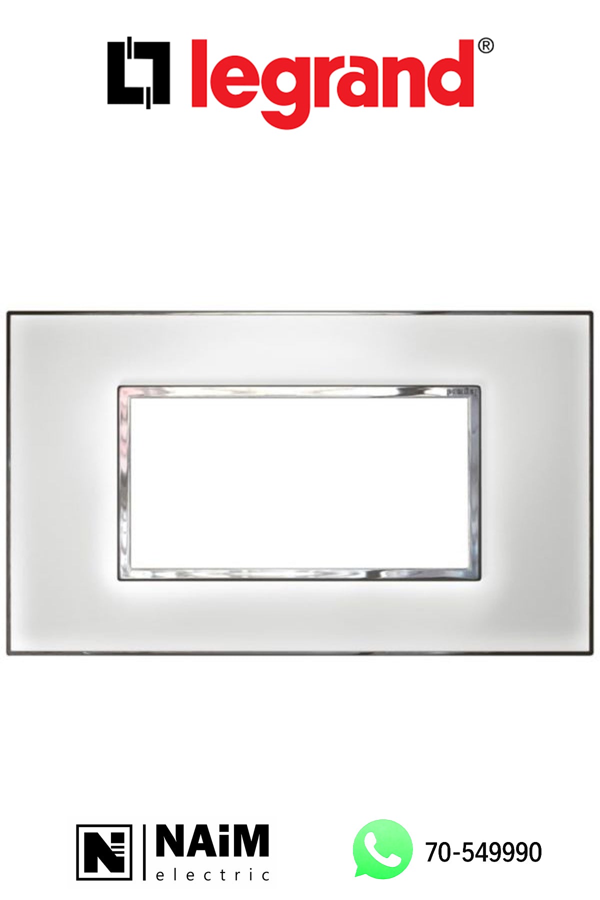 575034 Plate - Italian/French/German std - square - 4 modules - Mirror White