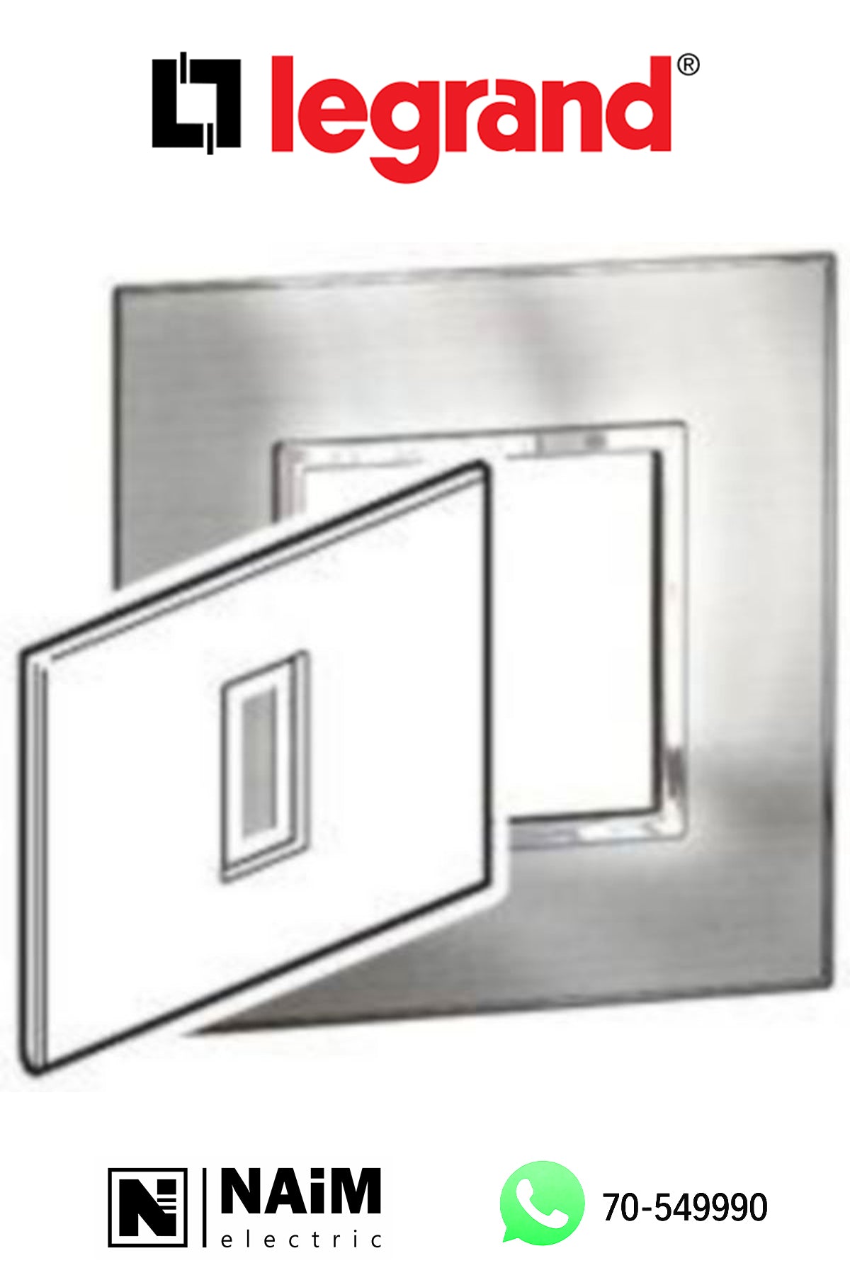 575246 Plate - Italian / US standard - square - 1 module - stainless steel