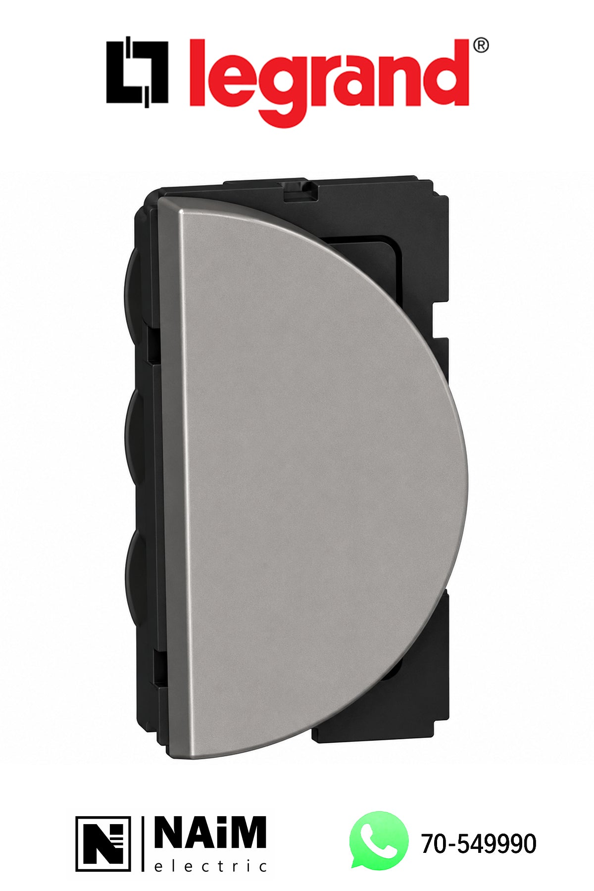 573112 1-way switch - 10 AX 250 V~ - round - 1 right module - Magnesium