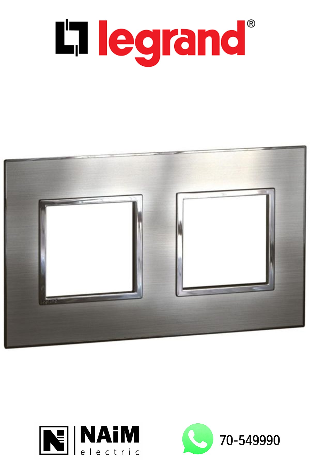 575026 Plate - French/German std - square - 2 x 2 modules -stainless steel
