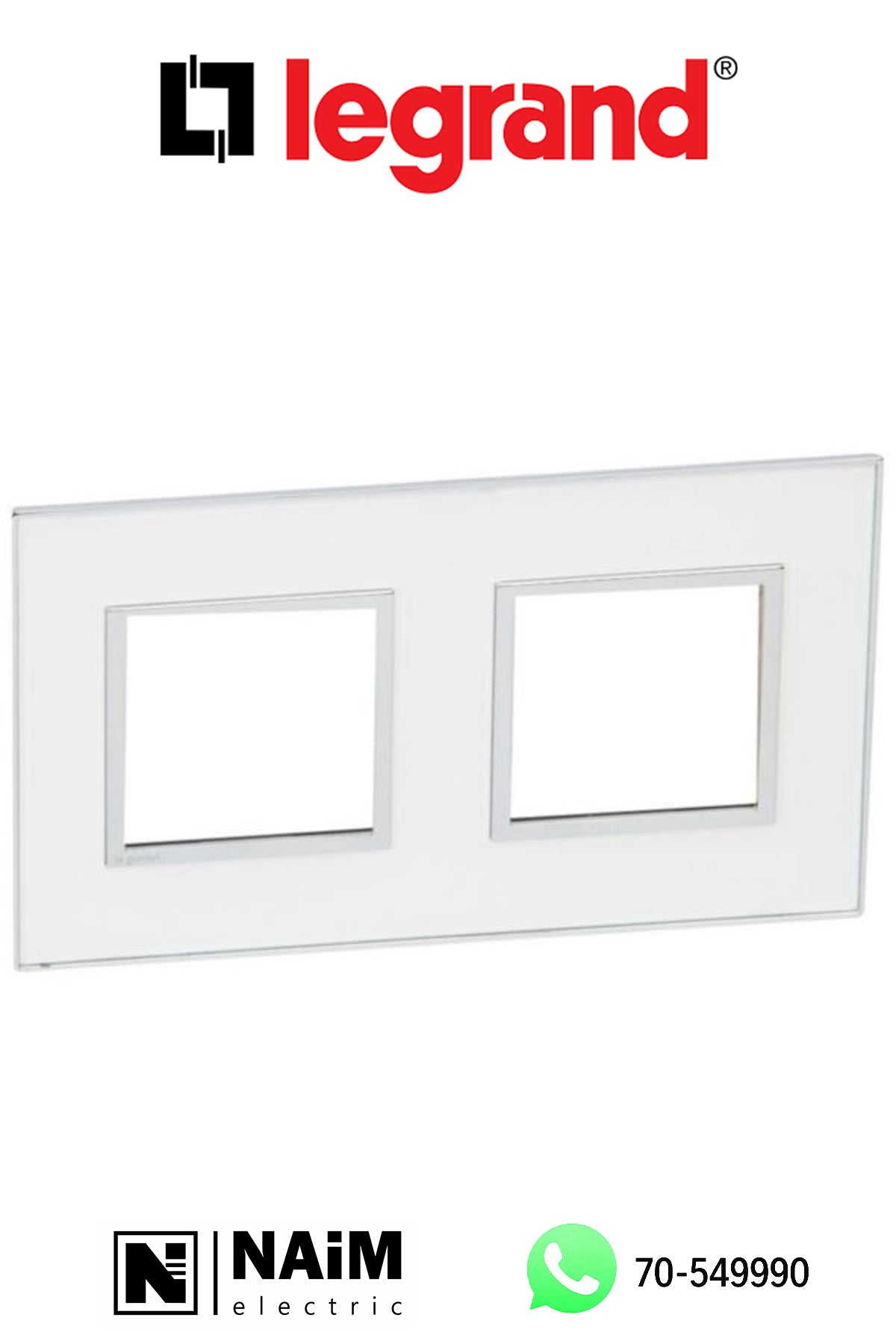 575024 Plate - French/German std - square - 2 x 2 modules - Mirror White