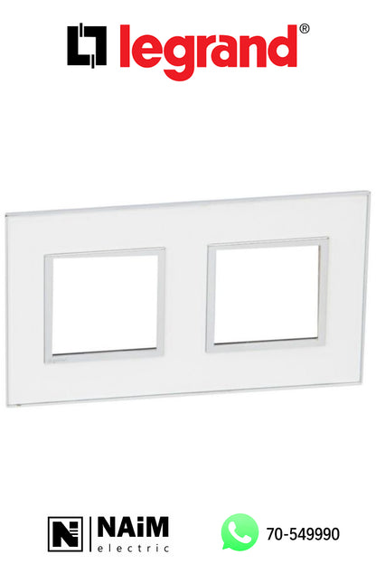 575024 Plate - French/German std - square - 2 x 2 modules - Mirror White