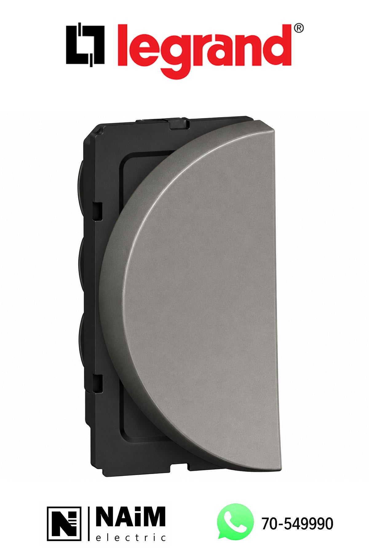 573100 1-way push-button - round - 1 left module - Magnesium