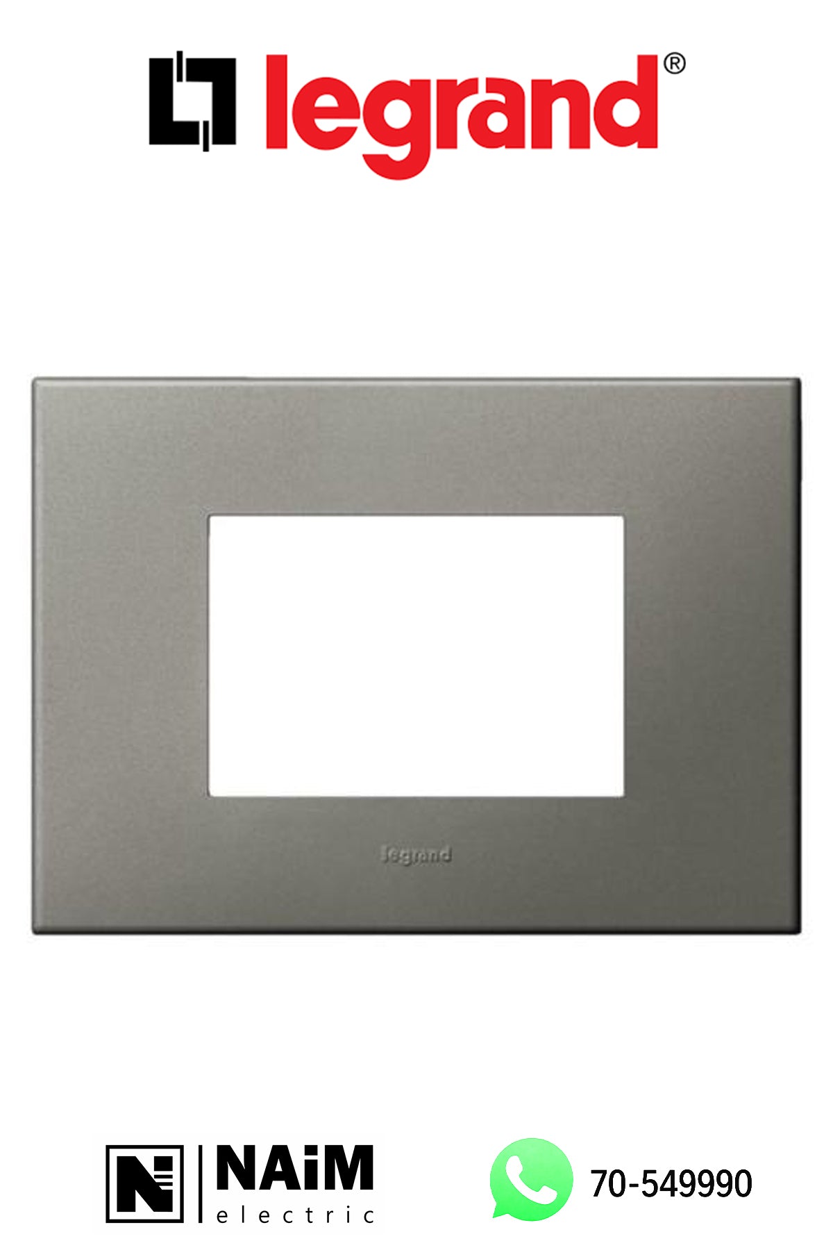 575017 Italian / US standard plate square version 3 modules - Magnesium