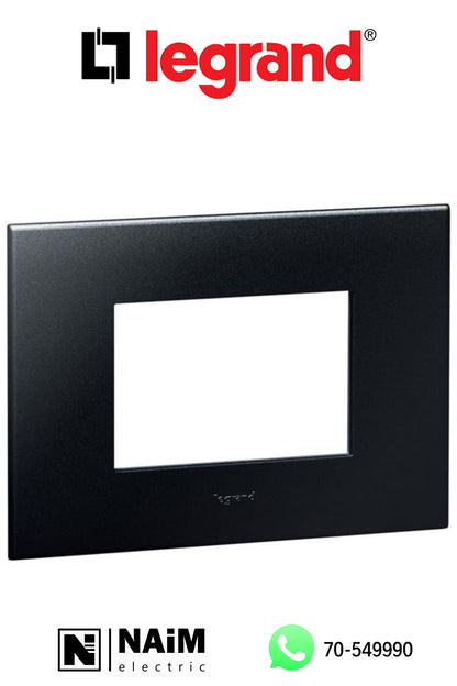 575012 Plate - Italian / US std - square - 3 modules - Graphite