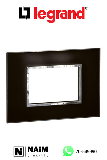 575273 Legrand Arteor Square 3 Module Horizontal Coverplate Mirror Black