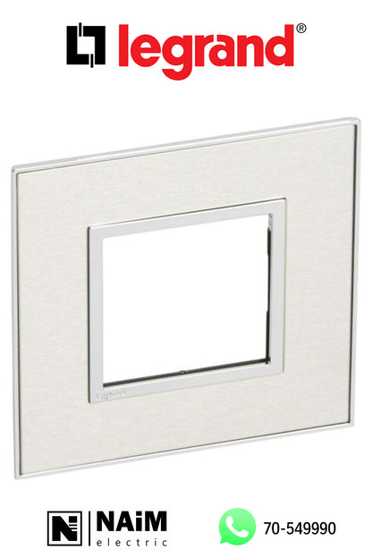 576566 Plate - French/German std - square - 2 modules - stainless steel