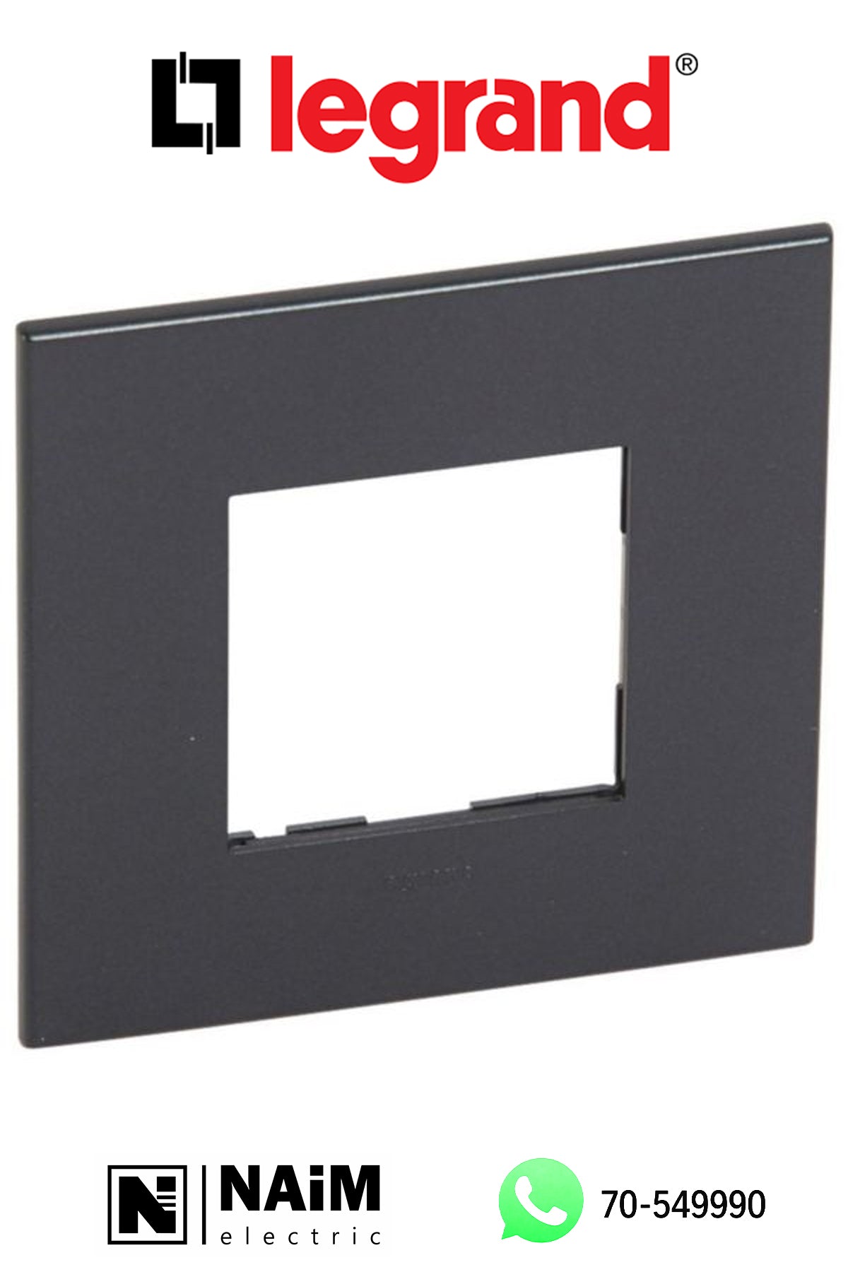 576562 Plate - French/German std - square - 2 modules - Graphite