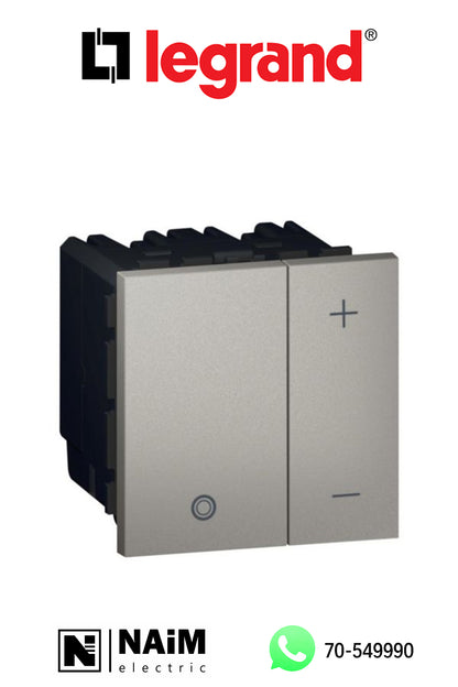 572739 Push-button dimmer Arteor - universal 2-wire - 2 square modules - magnesium