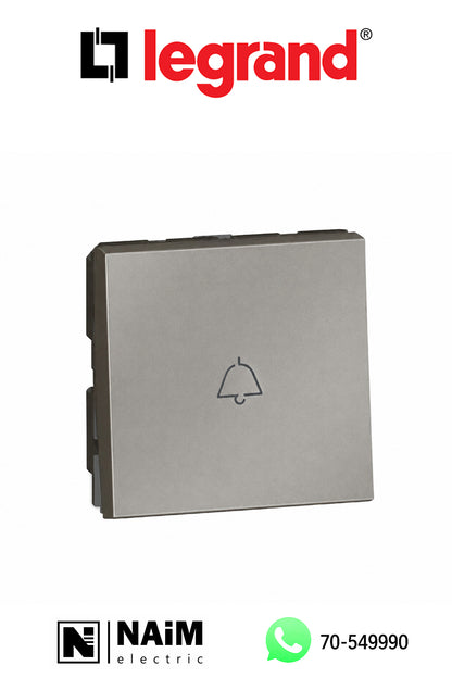 572556 1-Way Push-Button Arteor, with Bell Symbol, 2 Modules, Magnesium