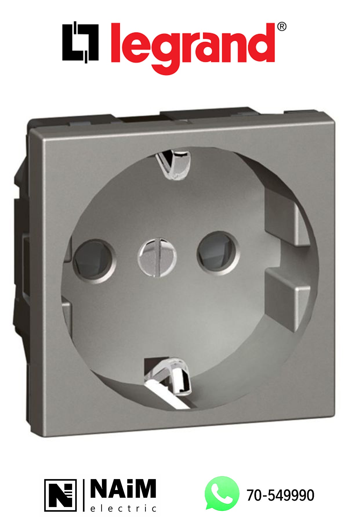 572618 Socket - German std - 16 A - 2P+E shuttered - 2 modules - Magnesium