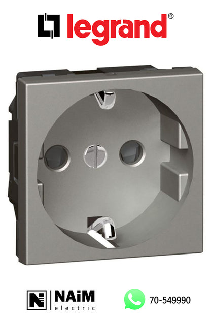 572618 Socket - German std - 16 A - 2P+E shuttered - 2 modules - Magnesium