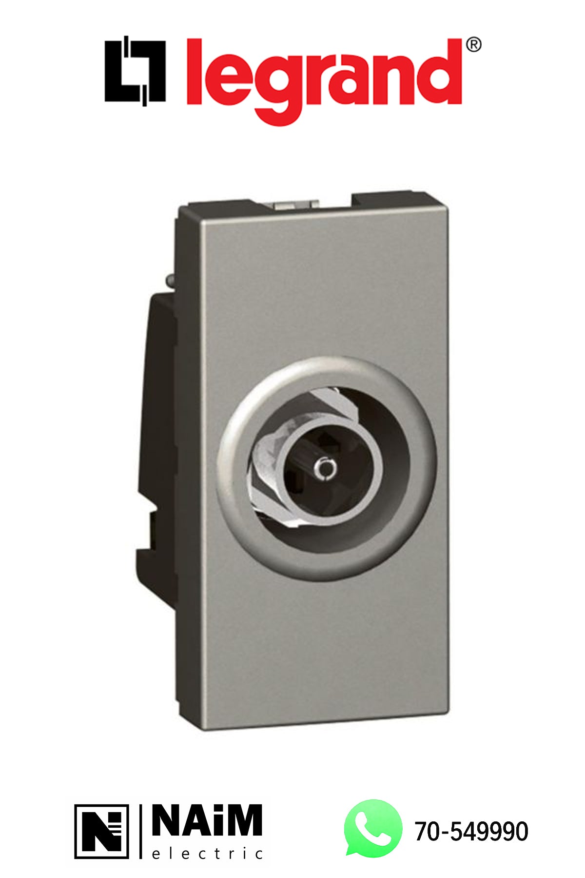 572663 TV socket - TV single shielded "F" type - 0-2400 Hz - 1 module -Magnesium