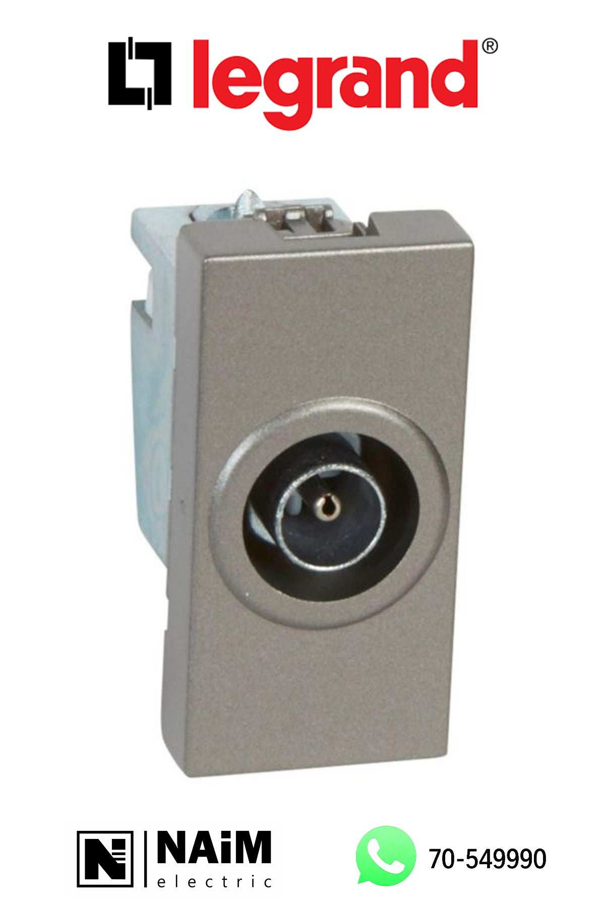 572671 TV socket - TV single shielded male Ø9.5mm - 0-2400 Hz -2 mod -Magnesium